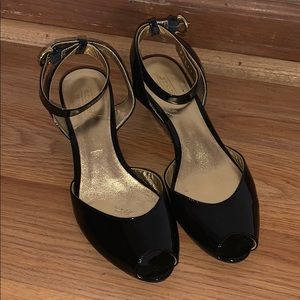 Coach Wedge Peep Toe SlingBack Black Shoes